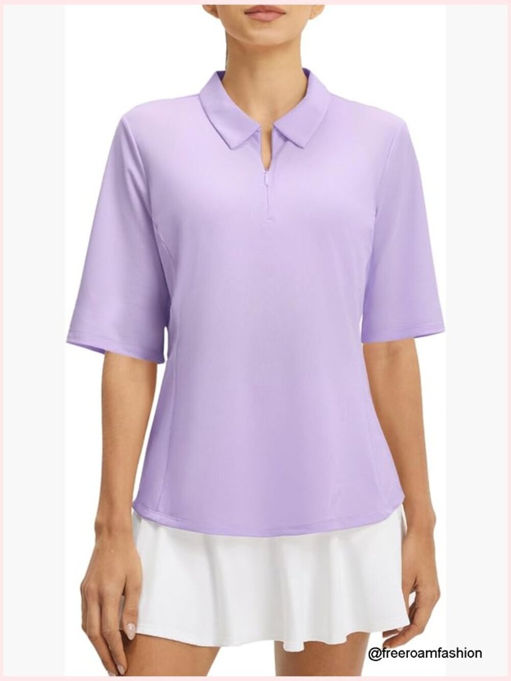 Women's Golf Polo Quarter Zip UPF 50+ Half Sleeve Stretch Athletic Top